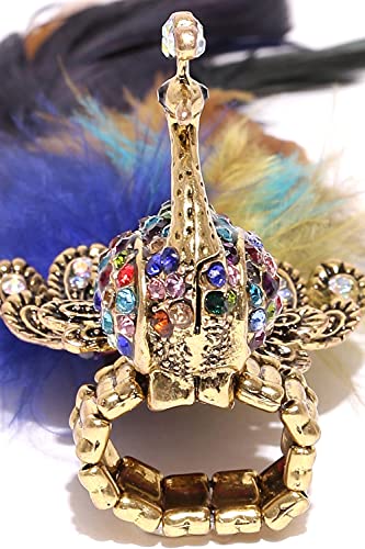 Peacock Feather Adjustable Ring for Women