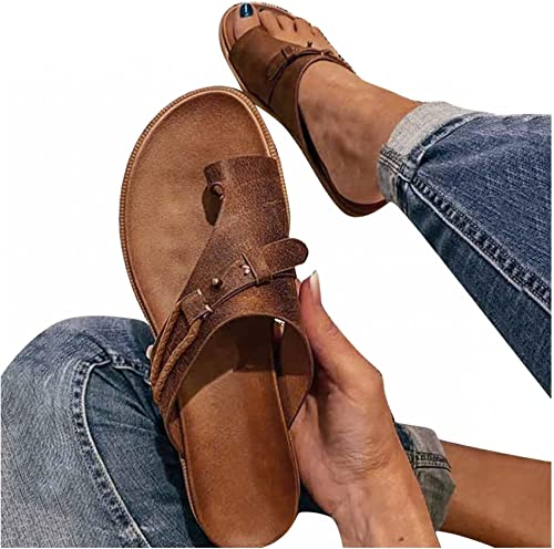 Sandales orthopédiques d'été plates marron avec correction bunion et arch support EU35
