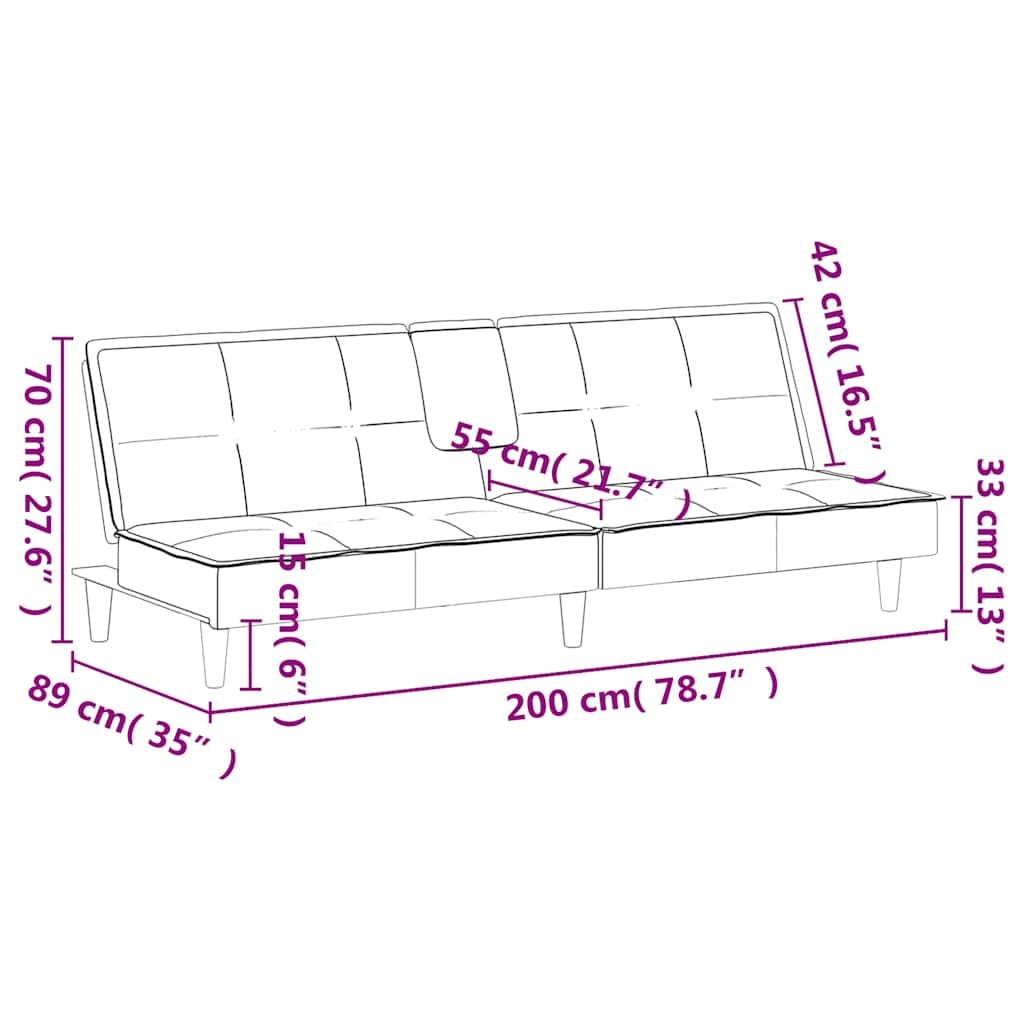 vidaXL Sofá Cama con portavasos Terciopelo Rosa