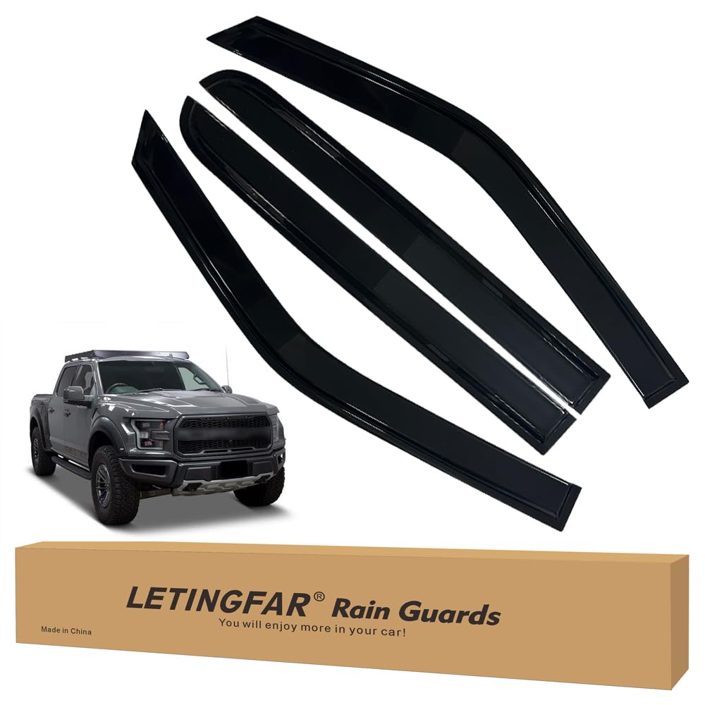 Tape-on Rain Guards for 2015-2024 Ford F-150 Super Crew, for 2015-2024 Ford F-150 Accessories，Side Vent Visors Shades Window Deflectors for Ford F-150