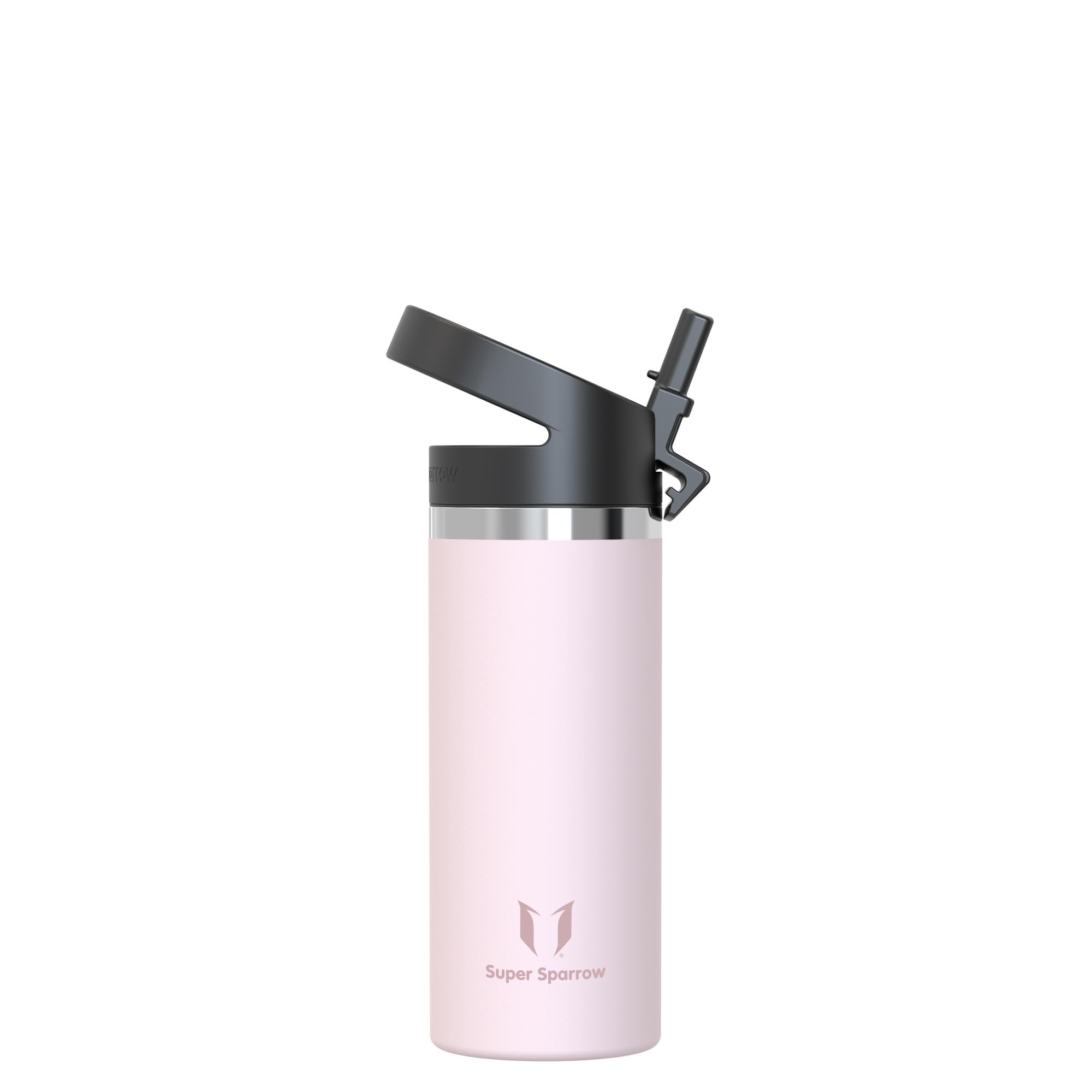 Super Sparrow Water Bottle Insulated - 500ml - Wide Mouth Metal Bottle - Wide Mouth SwivelSip Flask - BPA Free, Leak Proof - Ergonomic Straw Water Bottles for Work, Gym, Travel, Sports