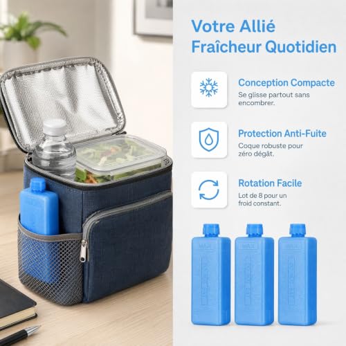 Homoyoyo Ice Packs for Portable Air Conditioner Fans, 8Pcs Mini Reusable Freezer Packs for Swamp Cooler, Slim Ice Crystal Boxes for Lunch Box Cooler Bag Camping Fan Cooling Accessories for Efficient - image 6