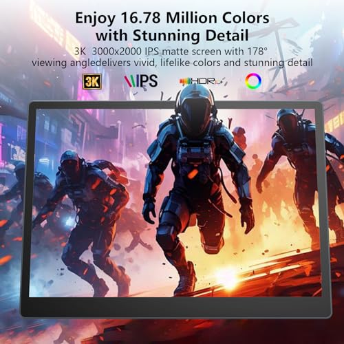 Image of Portable Monitor 13.5'' 3000x2000 IPS 3:2 Screen, 100% sRGB HDR USB-C HDMI Second Monitor for Laptop, Ultra-Slim Portable Display with Adjustable Damping Stand, Plug & Play for PC Mac Phone