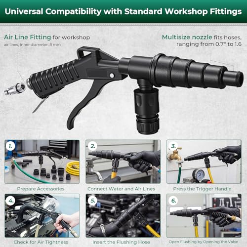 Image of Chumia Heater Core Flush Kit, Coolant Flush Gun with Nozzles and Valve