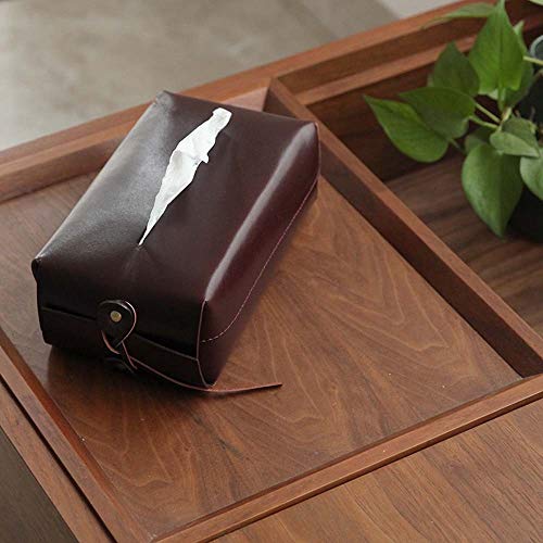 MQW Leather Car Tissue Box Storage Box Car Paper Drawn Box Green Vegetable-Tanned