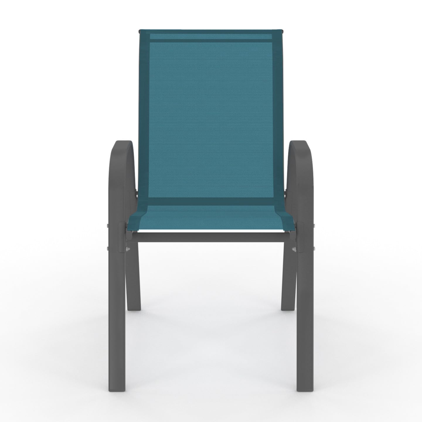 IDMarket - Lot de 4 chaises de Jardin LYMA métal et textilène empilables Bleu Canard