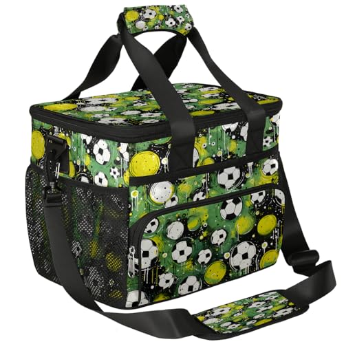 Mexpekil Bolsa térmica grande con diseño de fútbol americano de 15 litros, bolsa de almuerzo aislada a prueba de fugas suave para playa con correa para picnic, camping, viajes, pesca, senderismo