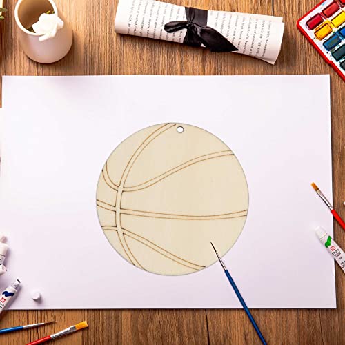Creaides 20Pcs Basketball Wood Diy Crafts Cutouts Wooden Basketball Shaped Hanging Ornaments Gift Tags With Twines For Diy Project Sport Themed Party Decorations #TOP4