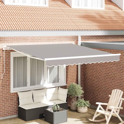 Auvent rétractable manuel 300x250cm store banne extérieur gris clair
