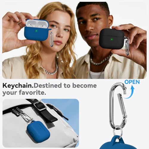 Image of Ljusmicker for AirPods Pro 3 Case 2025 with Cleaner Kit,Soft Silicone Protective Cover for Apple AirPods Pro 3rd Generation Cases for Women Men,for AirPod Pro 3 Cover with Keychain-Lake Blue