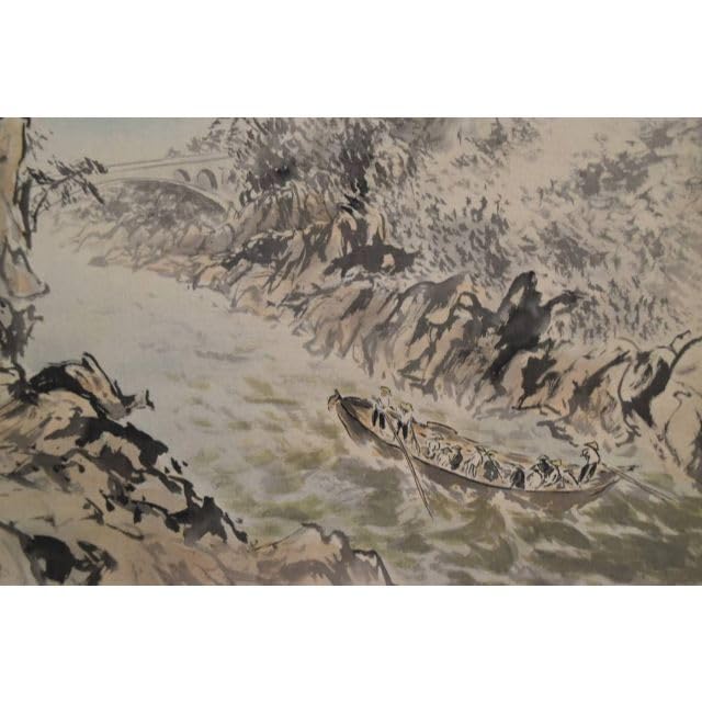 Amazon.co.jp: 真作池田渓仙白雲鐘聲之図川下り図山水図掛軸宝船AA-769