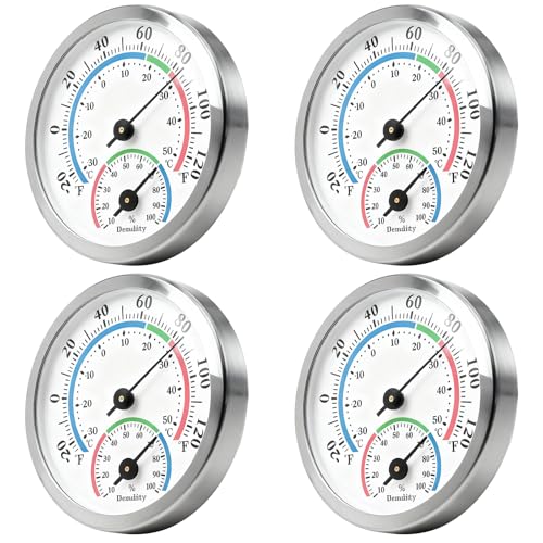 4 Stück Innen-Außen Thermometer Analog Hygrometer, Batteriefrei für Häuser, 57mm Hohe Messgenauigkeit Gewächshaus-Hygrometer für Häuser Gärten Autos Gewächshausbepflanzung, Buntes Zifferblatt 4 Stück Innen-Außen Thermometer Analog Hygrometer, Batteriefrei für Häuser, 57mm Hohe Messgenauigkeit Gewächshaus-Hygrometer für Häuser Gärten Autos Gewächshausbepflanzung, Buntes Zifferblatt