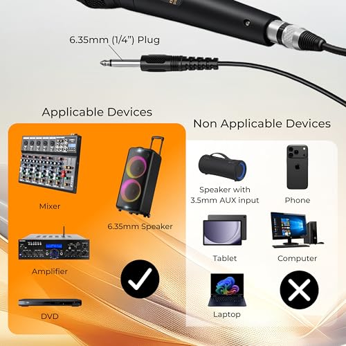 Image of FLYBALL Professional Cardioid Dynamic Wired Microphone with 6m XLR Cable | Handheld Vocal Mic for Singing, Karaoke, Stage, Studio, PA System & Live Performance (SLM 120)