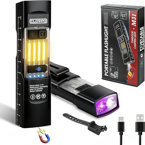 CLOVPO 365nm UV Flashlight EDC Flashlight Rechargeable with RGB, Mini