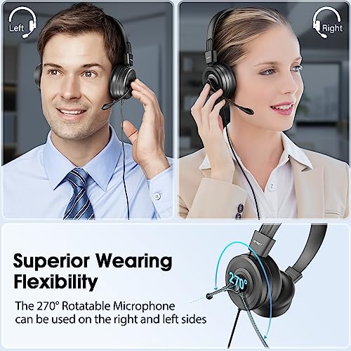 Emeet Computer Headset With Microphone Hs20, Wired Office Headphones With 360° Omni-Directional Mic, Usb/3.5Mm Jack, In-Line Control, Mute Button, Usb Headset For Skype/Call Center/Pc/Phones Tablet #TOP3