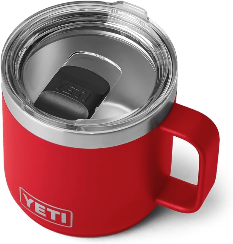 YETIRambler Mug, Vacuum Insulated Stainless Steel Stackable Mug with Magslider Lid, Rescue Red, 14 oz (414 ml)