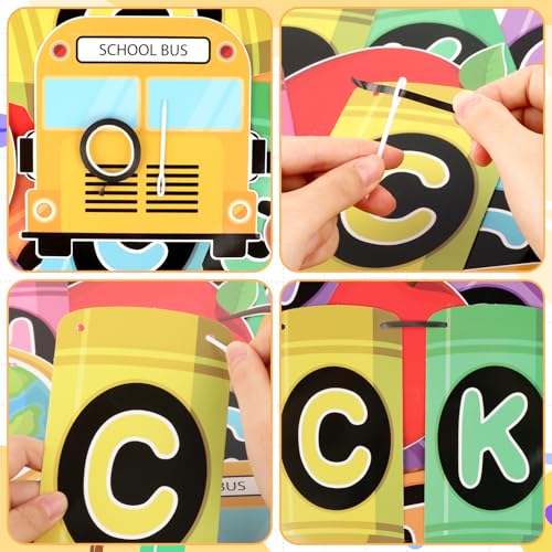 Image of Back to School Banner First Day of School Garland Crayon Apple Classroom Decorations for Teacher Kindergarten Preschool Classroom Office Bulletin Board Decor Photo Backdrop Party Favors
