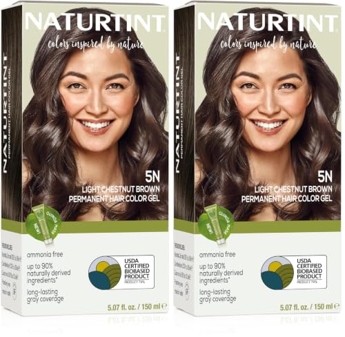 Image of Naturtint 5N Light Chestnut Brown Permanent Hair Color (Pack of 2), Ammonia Free, Vegan, Cruelty Free, up to 100% Gray Coverage, Long Lasting Results (Packaging may vary)