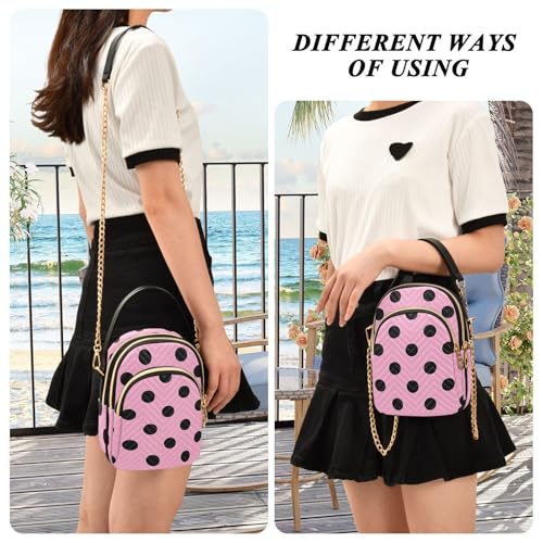 susiyo Black Polka Dot Pink Small Crossbody Bags Shoulder Bag for Women Multi Zipper Stylish Ladies Messenger Bags Phone Purse Handbag Wallet 7