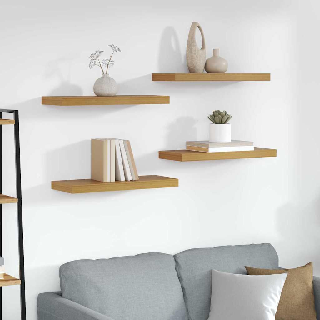 Set di 4 mensole da parete, 60 x 23 x 4 cm, in legno