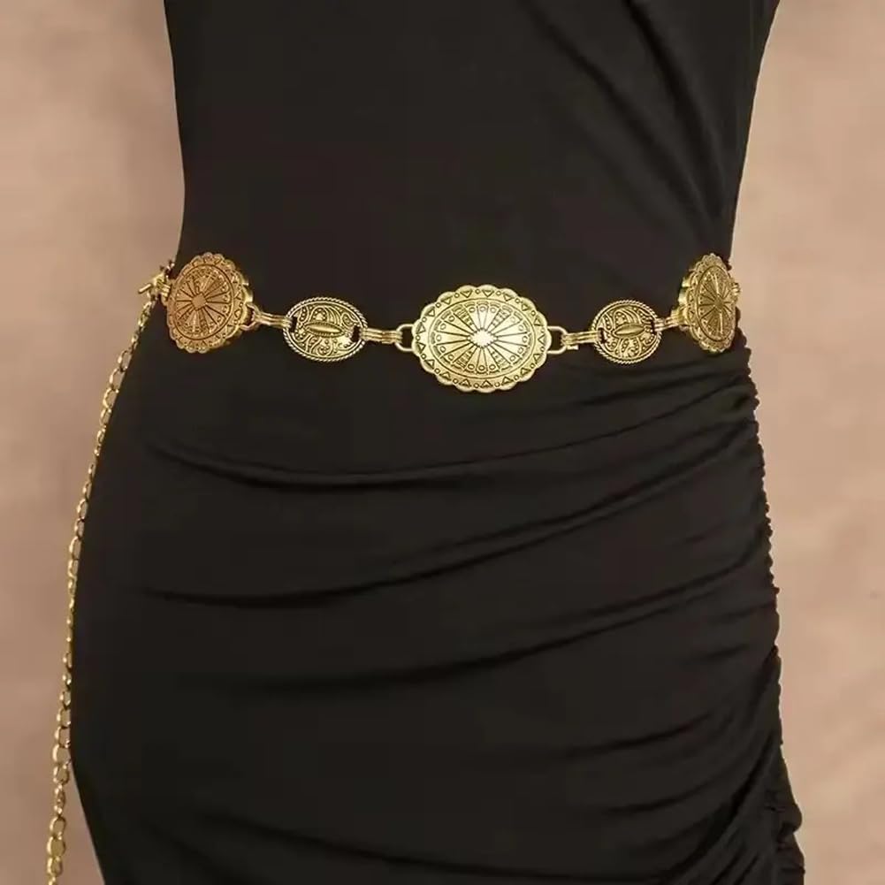 Shining Diva Fashion Belts for Women and Girls Stylish Kamarbandh Kamar Chain Waist Belt for Dresses Jeans Saree (16369wb)(Golden) - Image 3 thumbnail