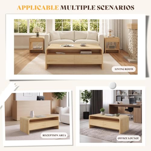 Image of AMERLIFE Modern 39.4 inch Coffee Table with Rounded Edges & Storage