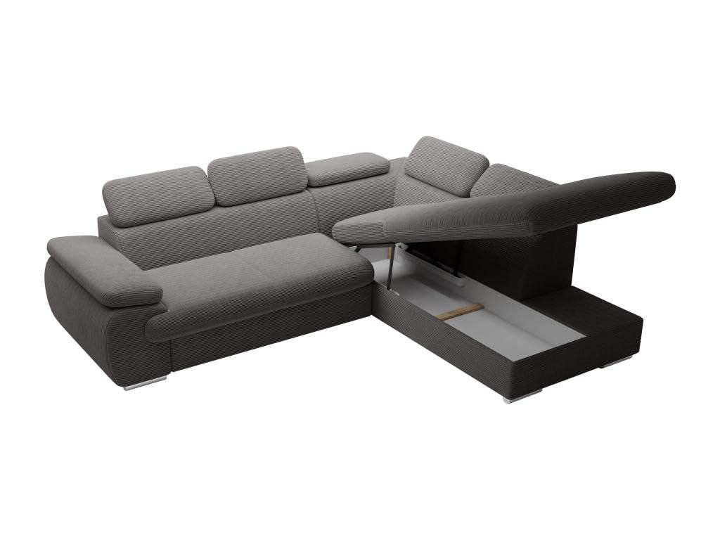 Vente-unique-Sofá de Esquina Derecho Convertible en Terciopelo Gris Oscuro Fabien