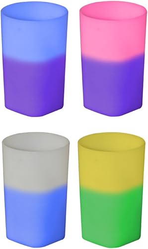 Vaso de chupito de plástico que cambia de color de 2 onzas, parte inferior cuadrada única, libre de BPA y reutilizable, diseño de parte superior