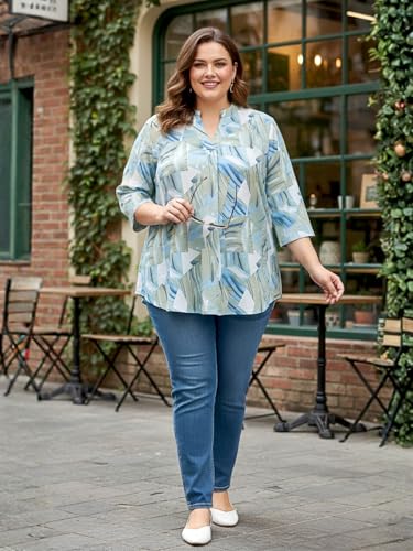 Image of Indietoga Women Plus Size Abstract Print Rayon Tunic Top (XL to 7XL)