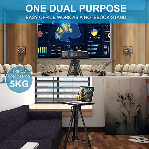 Projector Stand, Adjustable Laptop Stand, Multi-Function Stand,Aluminum Tripod Stand,Computer Stand with Plate and Carry Bag, Adjustable Height 17-46inches for Projectors/Laptops/Photography/DJ