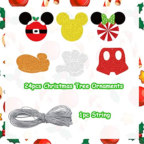 Hpscdyo 24Pcs Mouse Christmas Tree Ornaments, Family Personalized Customized Hanging Embellishments, Double-Sided Printed Holiday Festive Cute Xmas Tree Decorations #TOP2