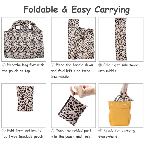 FenFang Einkaufstasche Faltbar Groß, Einkaufsbeutel Stoff Wiederverwendbare, Mehrwegtasche Faltbare Tasche Leichte Schnelltrocknend für Einkauf Reise Ausflug, 56 X 67 cm (Khaki)