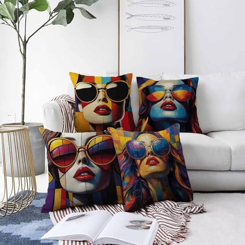 Housses de coussin en lin jaune 55x55 pour décoration de maison - 3