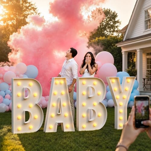 Image of Marquee Letters 4 Feet Tall Large Light Up Letters B Birthday Engagement Party Decor Yellow Light Birthday Decorations Balloon Arch Kit Foam Sign B