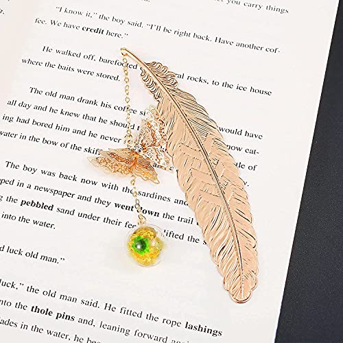 Toirxarn Metal Feather Bookmarks With 3D Butterfly Pendant - Perfect Teacher Appreciation, And Birthday Gift For Women, Her, Mom, Librarian, And Book Lovers - Unique Page Marker #TOP2