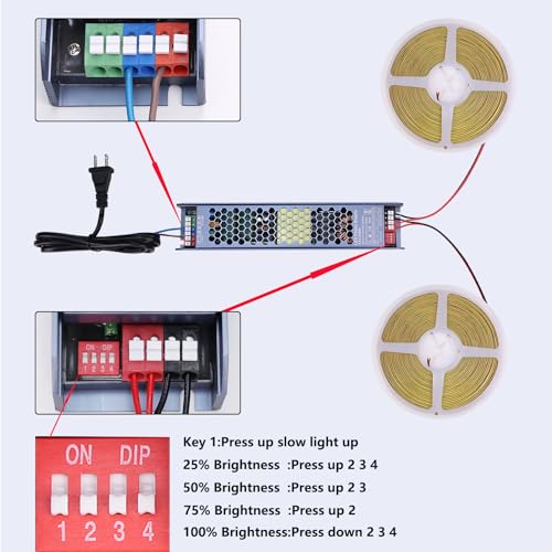 Image of BENLUN 24V 15mm Wide 250W Super Bright COB LED Strip Lights 32.8ft Kit | 6000K Cool White 2 Rolls of 16.4ft LED Tape Light 27500lm CRI 92 with Power Supply for Indoor Decorative Lighting