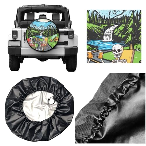 Image of Skull Camping Spare Tire Cover-Cute Funny Waterproof Universal Spare Wheel Tire Covers Fit for Rv SUV Truck Camper Travel Trailer Accessories,16 inch