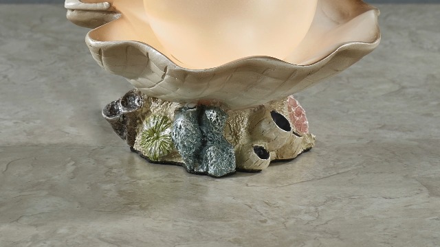 Clamshell Pearl Accent Lamp Night Light Ivory - Handcrafted Resin