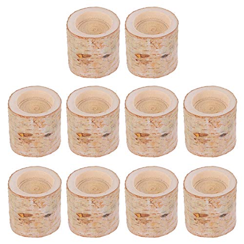Porte-bougies en bois beige de table, accessoire chic de réception - 2