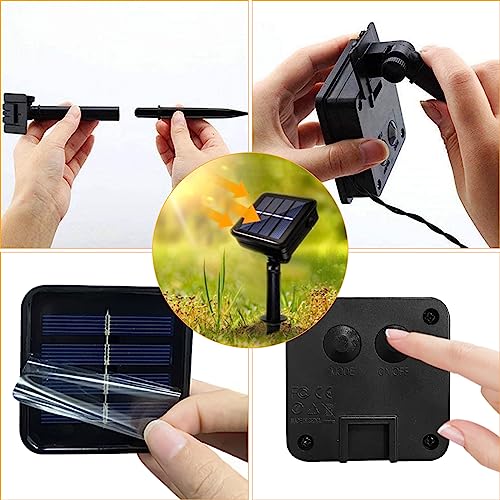 GHONLZIN Solar String Lights Outdoor Rope Lights 33ft 8 Modes 100 LEDs Solar Powered Waterproof Rope Lights for Garden Wedding Christmas Party Holiday Decorations (12M-Warm White) - Image 4