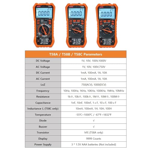 Digital Multimeter 60000 zählt AC/DC -Spannungsmesser Handheld -Tester für Industrie- und Haushaltselektriker -Werkzeuge (T58C)