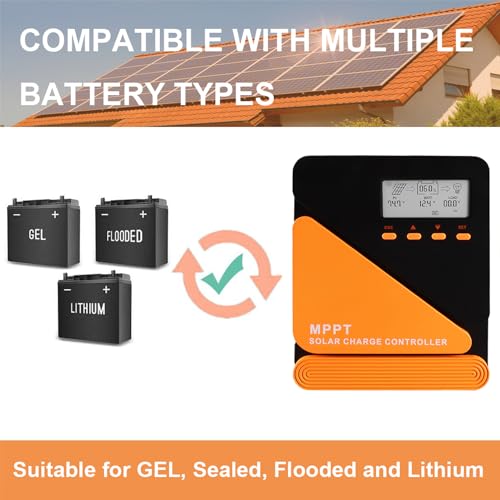 Miniatura 4 de Solamr 20a Mppt Regulador De Carga Solar 12 24v Parámetro Automático Ajustable Con Pantalla Lcd Y Doble Puerto Usb Panel Solar Regulador De Batería Para Gel Sellado Inundado Y Batería De Litio-Gm-D20a