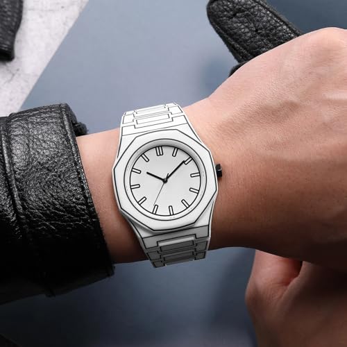 Image of Shocknshop Minimalist Creative Sketch Design Black Analog Plastic Chain Strap Wrist Watch for Men Boys -WCH375
