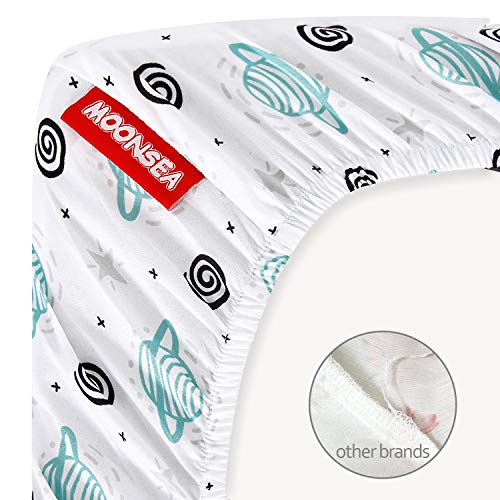 Image of Pack and Play Sheets, 2 Pack Mini Crib Sheets, Stretchy Playard Fitted Sheet, Compatible with Graco Pack n Play, Soft and Breathable Material, Planet & Flower