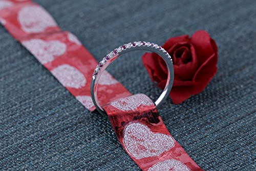 Dazzlingrock Collection 14K Solid Gold Round Ruby & White Diamond Womens Dainty Anniversary Wedding Band Stackable Ring3