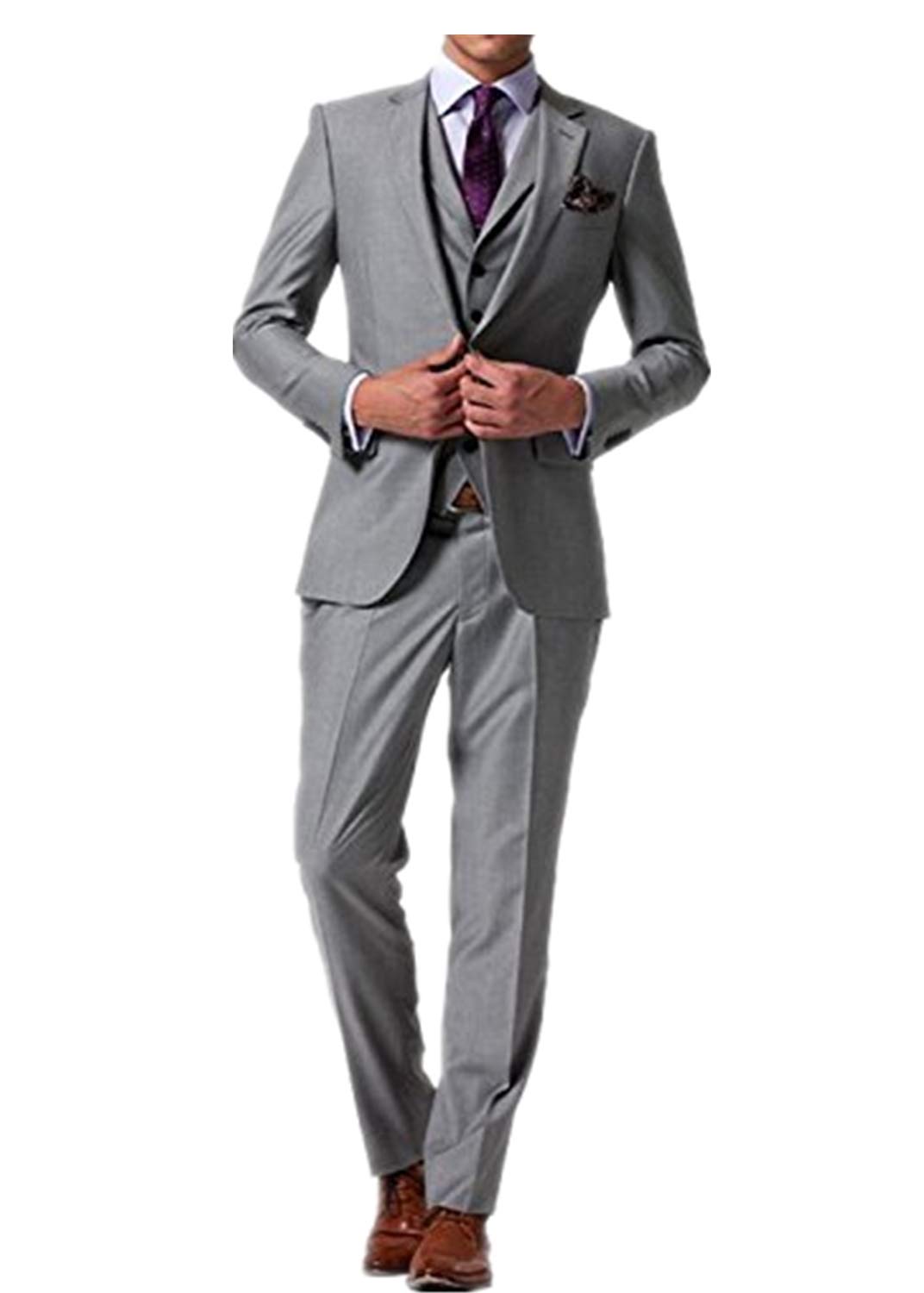 HOTK Uomo Abito da Cerimonia Uomo Slim Fit 3 Pezzi Slim Fit da Uomo a Due Bottoni