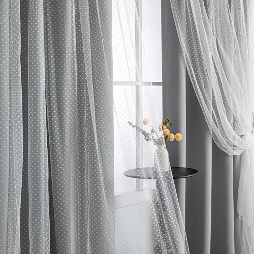 Image of MYSKY HOME Grey Blackout Curtains for Kids Bedroom 84 Inches Long,2 Panels