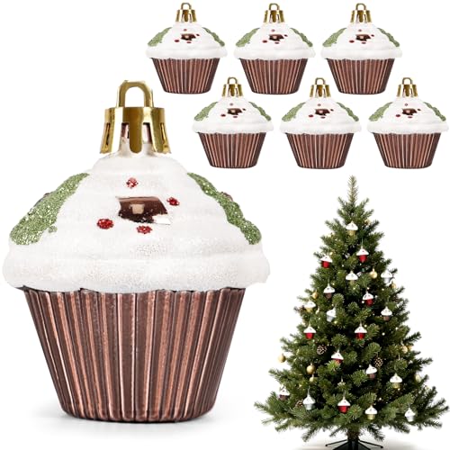6 Stück Christbaumschmuck Cupcake Törtchen Set - Lustig Nachtisch...