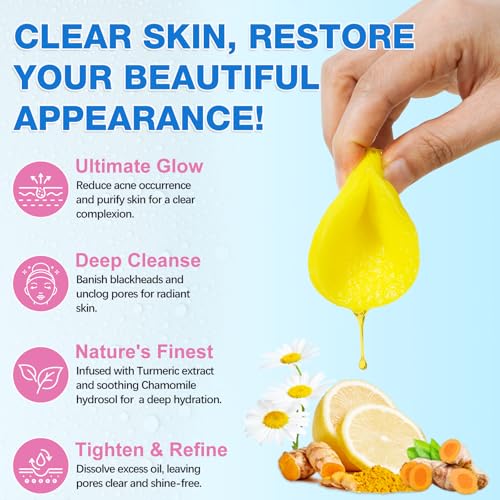 Kojisäure und Kurkuma Reinigungspads, Kurkuma-Reinigungspads, Kurkuma, Kojisäure, Zitrone, Kamille, Vitamin C B5 Pads für Gesicht, 60 Stück