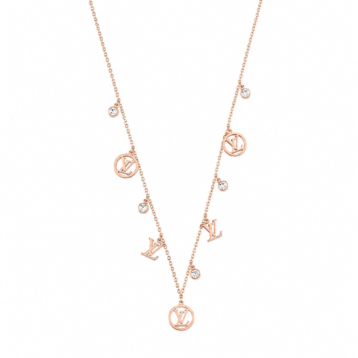 Rose Gold Plated Multi Charm Pendant Necklace for Women & Girls | Adjustable Cable Chain | Crystal Accents | Lightweight Daily Wear Fashion Jewellery-image-49